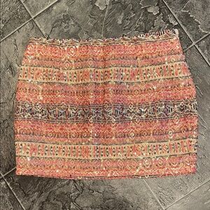 LOVPOSH Sequin Mini Skirt Multicolor Aztec Patterned Lined Y2K Clubwear Sparkle